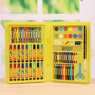 86PCS Kids Kinderen Schilderij Tekening Gereedschap Set met Kleurpotloden Marker Pennen Kleurpotloden voor Thuis Kleuterschool Benodigdheden Geel