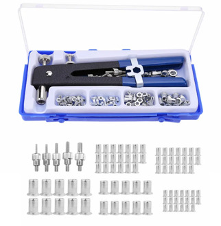 86pcs M3-M8 Hand Riveter Nut Rivet Gun Kit Threaded Nut Rive Tool with Rivnut Nutsert Riveting Kit for Household Repair Tools