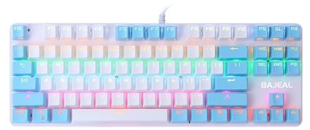 87 Keys Wired Mechanical Keyboard Mixed Light Mechanical Keyboard with Mechanical Blue Switch Suspension Button