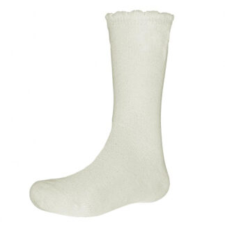 875-2 Knee Socks Off White Ecru - 16-18