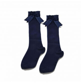 876-2 knee socks NAVY Blauw - 16-18