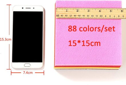 88 kleuren Vilt Stof Geweven Vilt 1mm Dikte 88 Sheets/pack Naaien Materiaal Voor DIY Naald craft Naaien Speelgoed Voor Meisjes 15X15CM