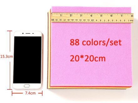 88 kleuren Vilt Stof Geweven Vilt 1mm Dikte 88 Sheets/pack Naaien Materiaal Voor DIY Naald craft Naaien Speelgoed Voor Meisjes 20X20CM