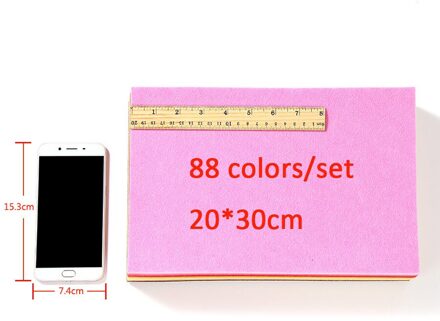 88 kleuren Vilt Stof Geweven Vilt 1mm Dikte 88 Sheets/pack Naaien Materiaal Voor DIY Naald craft Naaien Speelgoed Voor Meisjes 20X30CM