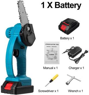 88V 3000W 4 Inch Mini Elektrische Kettingzaag Kettingzaag Met 1/2 Batterijen Houtbewerking Snoeien Een-Handed Tuin power Tools TypeB 1 accu