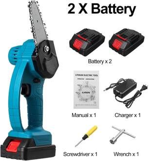 88V 3000W 4 Inch Mini Elektrische Kettingzaag Kettingzaag Met 1/2 Batterijen Houtbewerking Snoeien Een-Handed Tuin power Tools TypeB 2 accu