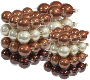 88x stuks glazen kerstballen natuurtinten (opal natural) 4, 6 en 8 cm glans - Kerstbal Bruin