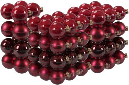 88x stuks glazen kerstballen rood/donkerrood 4, 6 en 8 cm mat/glans - Kerstbal