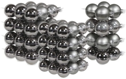 88x stuks glazen kerstballen titanium grijs 4, 6 en 8 cm mat/glans