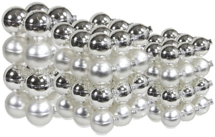 88x stuks glazen kerstballen zilver 4, 6 en 8 cm mat/glans - Kerstbal Zilverkleurig