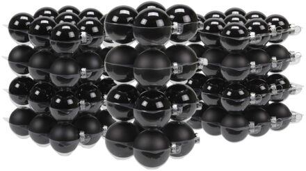 88x stuks glazen kerstballen zwart 4, 6 en 8 cm mat/glans