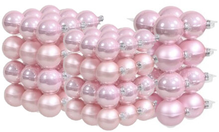 88x stuks roze glazen kerstballen 4, 6 en 8 cm mat/glans - Kerstbal