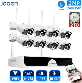 8CH NVR Wireless CCTV System Recorder 1T 2T 3MP IR-CUT Outdoor IP Camera Set Security System Audio Video Surveillance Kit H.265