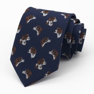 8Cm Business Tie Voor Mannen Formele Office Gentleman Stropdas Mode Hond Print Blauw Cravate Met doos
