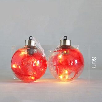 8Cm Kerst Ballen Met Verlichting Boom Ornamenten Led Licht Onbreekbaar Xmas Bruiloft Jaar Decoraties Bal rood