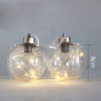 8Cm Kerst Ballen Met Verlichting Boom Ornamenten Led Licht Onbreekbaar Xmas Bruiloft Jaar Decoraties Bal Sliver