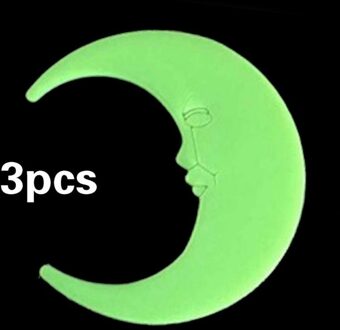 8Cm Moon Glow In The Dark Lichtgevende Op Muurstickers Voor Kinderkamer Woonkamer Muurtattoo Pvc materiaal Woondecoratie 3stk groen
