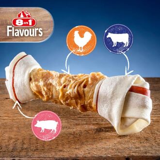 8in1 Delights Kauwknook Triple Flavour Kip&Varken&Rund - Hondensnacks - L