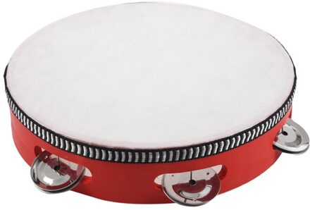 8Inch Musical Tamboerijn Tamborine Drum Ronde Percussie Voor Ktv Partij Rood