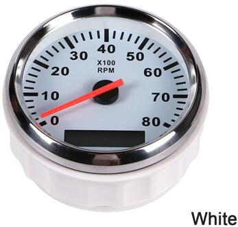 8K Boot Toerenteller Marine Tacho Meter Gauge Lcd Urenteller 12V/24V 8000 Rpm 85Mm Boot toerenteller wit