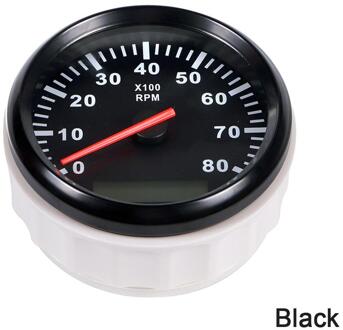 8K Boot Toerenteller Marine Tacho Meter Gauge Lcd Urenteller 12V/24V 8000 Rpm 85Mm Boot toerenteller zwart