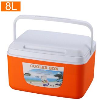 8L Outdoor Incubator Draagbare Voedsel Opbergdoos Auto Koude Doos Vissen Box Koeler Koelkast Doos Voor Reizen oranje