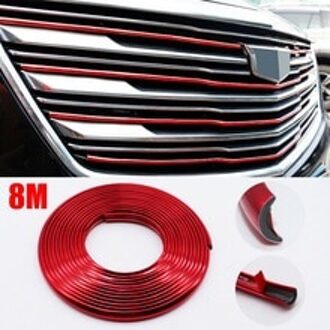 8M Rode Trim Strip Auto Bumper Bescherming Wiel Hub Ring Moulding Decoratie Rand Rode Auto Trim Strip