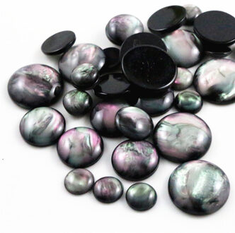 8Mm 10Mm 12Mm 14Mm 16Mm 18Mm 20Mm 7 Grootte Stijl Zwart Shell Kleur plat Hars Cabochons Cameo 10mm 20stk