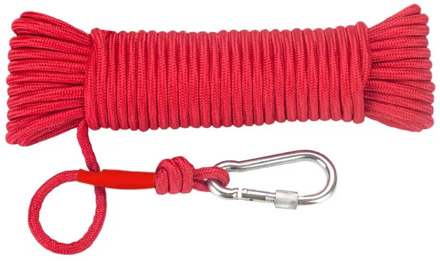 8mm Emergency Escape Rope with Climbing Buckle Magnet Fishing Rope Nylon Rescue Safety Rope 20m Length for Outdoor Sports