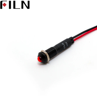 8mm FL1A-8SW-1 black housing mini raised head red green yellow blue 12v led inidcator light with 20cm wire