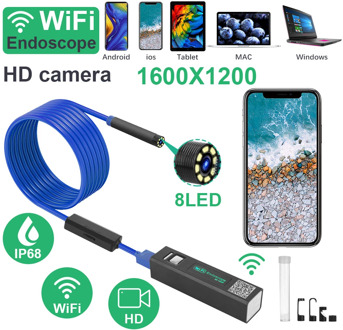 8mm IOS Android USB WiFi Endoscope Inspection Camera HD 8 Adjustable LED Light IP68 Waterproof Endoscope for Car Repair Tools