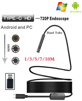 8mm Lens Android HD Endoscop USB Camera Type C USB Endoscopio Inspection Hard Tube Camera PC Android for Huawei Phones Borescope