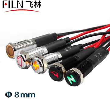 8mm mini waterproof metal led indicator light pilot signal lamp car boat panel dashboard warning 12v light with wire leading