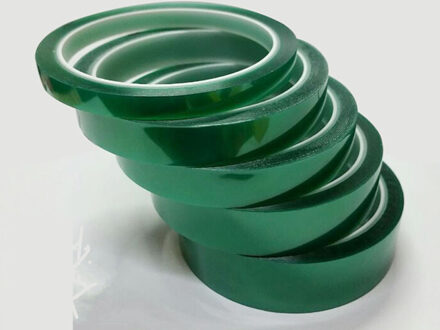 8mm X 33 m hittebestendige PET Hoge Temperatuur Groene Masking Afscherming Tape voor PCB Solder Plating isolatie Bescherming 10x33mm