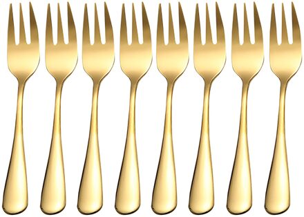 8Pc Fruit Vork Roestvrij Staal Ijs Cake Vorken Zwarte Goud Kleurrijke Thee Vork Servies Set Party Restaurant Benodigdheden