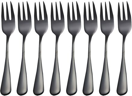 8Pc Fruit Vork Roestvrij Staal Ijs Cake Vorken Zwarte Goud Kleurrijke Thee Vork Servies Set Party Restaurant Benodigdheden