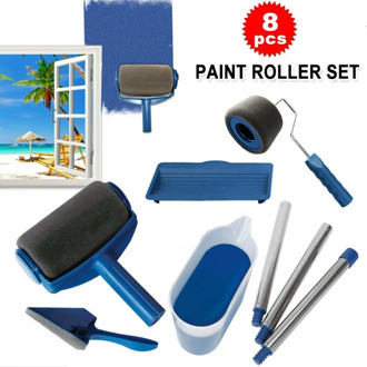 8pc/set Multifunctional DIY Wall Paint Roller Decorative Corner Brush Handle Tool Household Easy to Operate Painting Brushes Kit