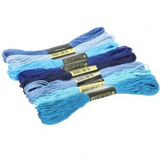 8Pcs 7.5M Katoen Borduurgaren Floss Diy Glad Craft Kruissteek Draden Naaigaren Glossy Naaien Gereedschap Blauw