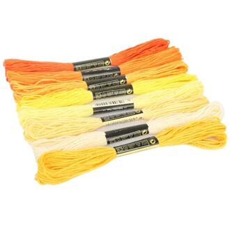 8Pcs 7.5M Katoen Borduurgaren Floss Diy Glad Craft Kruissteek Draden Naaigaren Glossy Naaien Gereedschap geel