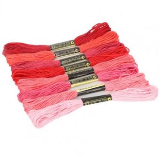 8Pcs 7.5M Katoen Borduurgaren Floss Diy Glad Craft Kruissteek Draden Naaigaren Glossy Naaien Gereedschap Rood