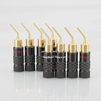 8PCS Audiocrast 2mm Banana Plug Gold Plated Speaker Cable Pin Angel Wire Screws Lock Connector For Musical HiFi Audio