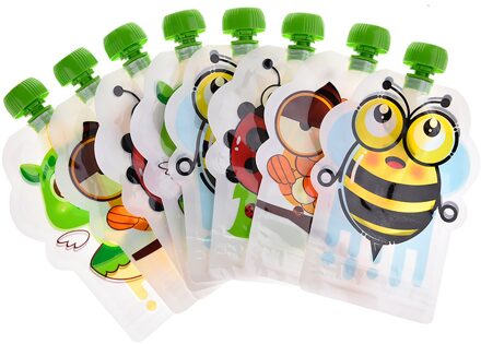 8Pcs Babt Voedsel Pouch Opbergtas 150Ml Bpa-vrij Herbruikbare Verzegelde Complementaire Zelfgemaakte Puree Pulp Dubbele Rits