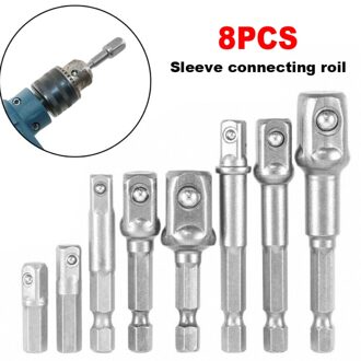 8Pcs Boor Socket Bit Adapter Voor Impact Driver Met Hex Schacht Vierkante Socket Boren Bar Extension 1/4 3/8 1/2 Bit Set