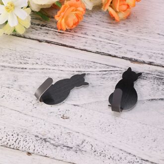 8Pcs Creatieve Kleverige Haken Kat Vormige Nail Gratis Rvs Haken Lijm Handdoek Coat Wall Mounted Haken Decoratie (grijs) zoals getoond
