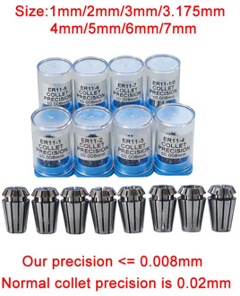 8PCS ER11 Collects 1/8 Inch 3.175 1 2 3 4 5 6 7mm For CNC Engraving Machine Lathe Mill Tool high precision 0.008mm Stuff 65MN