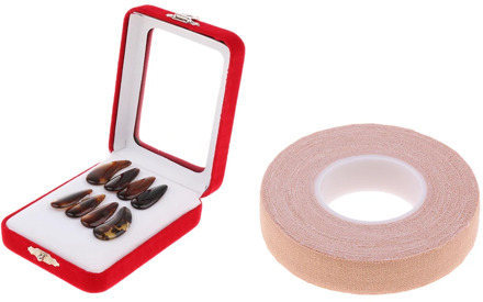 8pcs Finger Picks Groove Chinese Zither Koto Guzheng Nails with Adhesive Tape for Adults Players