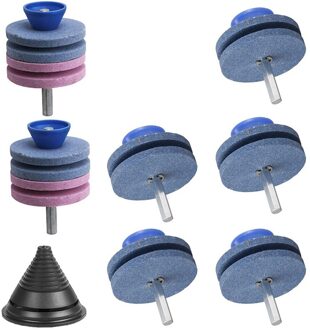 8Pcs Grasmaaier Blade Sharpener Met Balancer Set, 2-Layer En 4-Layer Korund Grinder Steen Voor Grasmaaier Messen