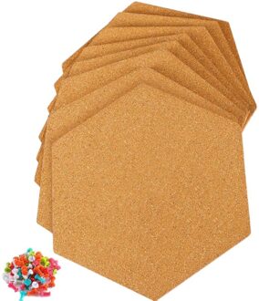 8Pcs Hexagon Zelfklevende Kurk Tegels Met 50 Push Pins Voor Muur Bulletin Boards Foto 'S Office Memo En Thuis decor