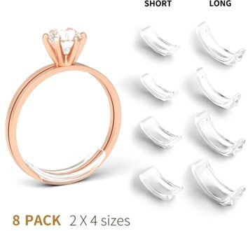 8Pcs Invisible Clear Ring Maat Richter Voor Losse Ringen Ring Richter Ring Sizer Reducer Fit Elke Ringen Adjuatable Gereedschap
