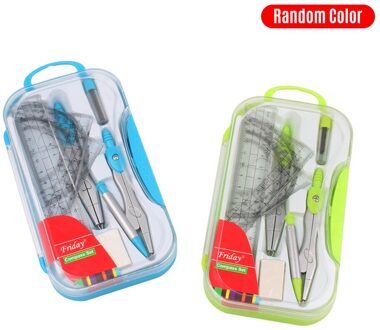 8Pcs Kompas Set Math Geometry Kit Professionele Tekening Tools Omvat Heersers Gradenboog Kompas Lood Vullingen Gum Briefpapier